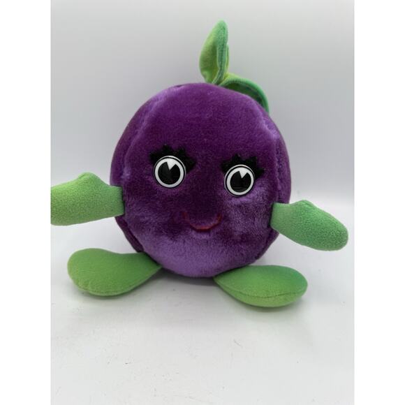 Purple Plush Fruit Character Toy Green Arms Legs 8” Stuffed Animal - Picture 1 of 7